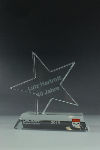 Glastrophäe mit Lasergravur