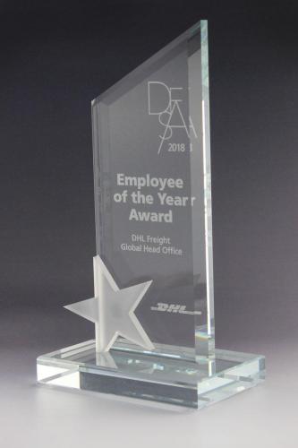 Glastrophäe mit Lasergravur