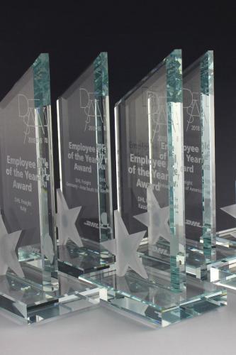 Glastrophäen mit Lasergravur