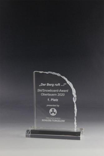 Glastrophäe mit Lasergravur