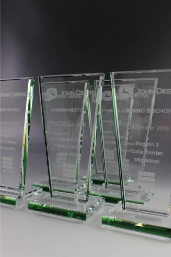 Glastrophäen mit Lasergravur