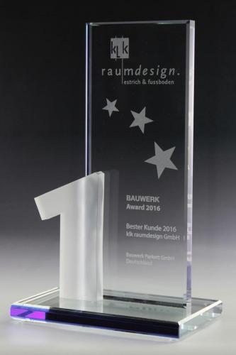 Glastrophäe mit Lasergravur