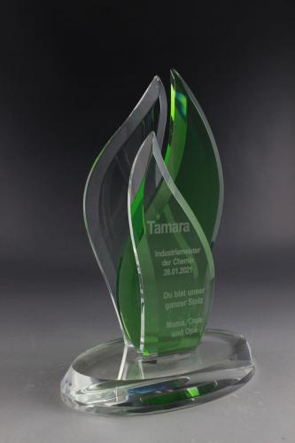 Glastrophäe mit Lasergravur bei Glaswert bestellen