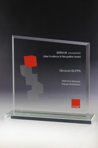 Glastrophäen mit Lasergravur und Folienplott