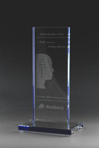 Glastrophäe mit Lasergravur