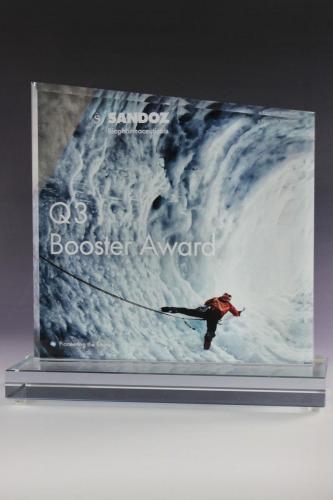 Glastrophäe mit vollflächigem Digitaldruck