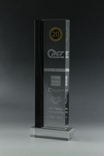 Glastrophäe mit Lasergravur