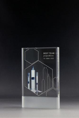 Glastrophäe mit UV-Direktdruck 