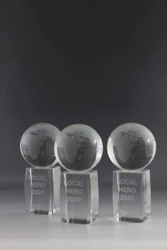 Glastrophäe mit Lasergravur