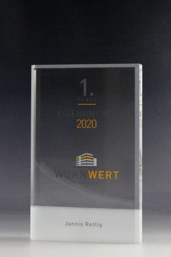 Glastrophäe mit UV-Direktdruck bei Glaswert bestellen