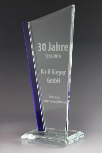 Glastrophäe mit Lasergravur